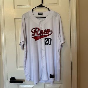 New Era White and Red Men's Baseball Jersey